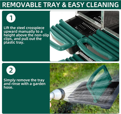 Chicken Nesting Box, 10 Hole 2 Layer Hen Nest Boxes, Roll Away Eggs Laying Boxes,Cleanable Pull Out