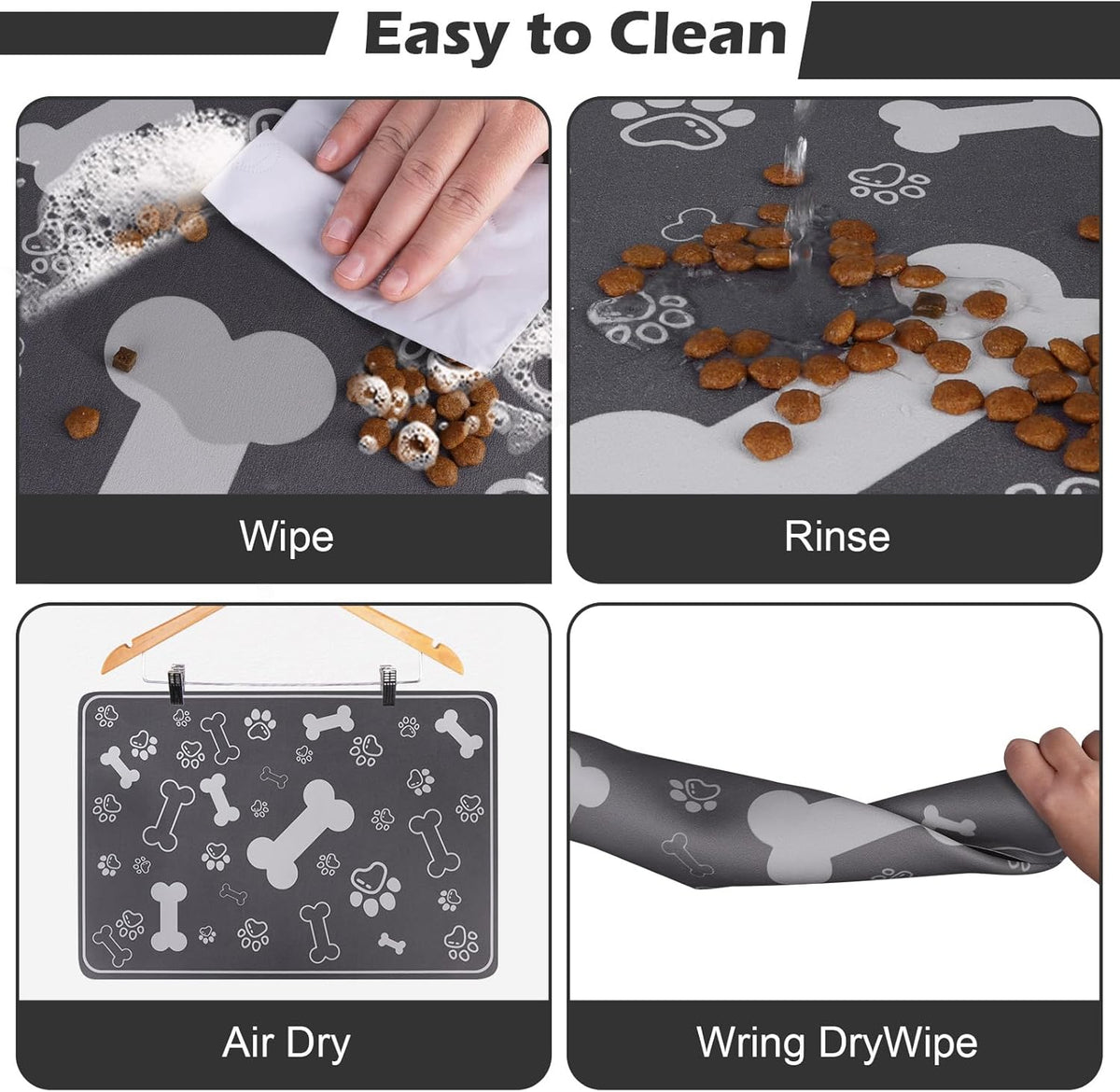 Pet Feeding Mat,Rapid Absorbent Mats for Dog Cat Food, Dog Placemat Water Bowl Mat with Rubber