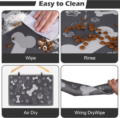 Pet Feeding Mat,Rapid Absorbent Mats for Dog Cat Food, Dog Placemat Water Bowl Mat with Rubber