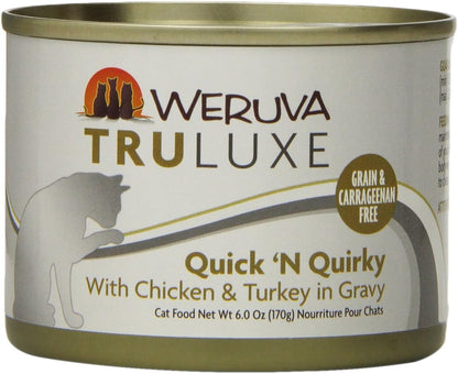 Weruva's TruLuxe Cat Food, Quick 'N Quirky with Chicken & Turkey in Gravy, 6oz Can (Pack of 24)