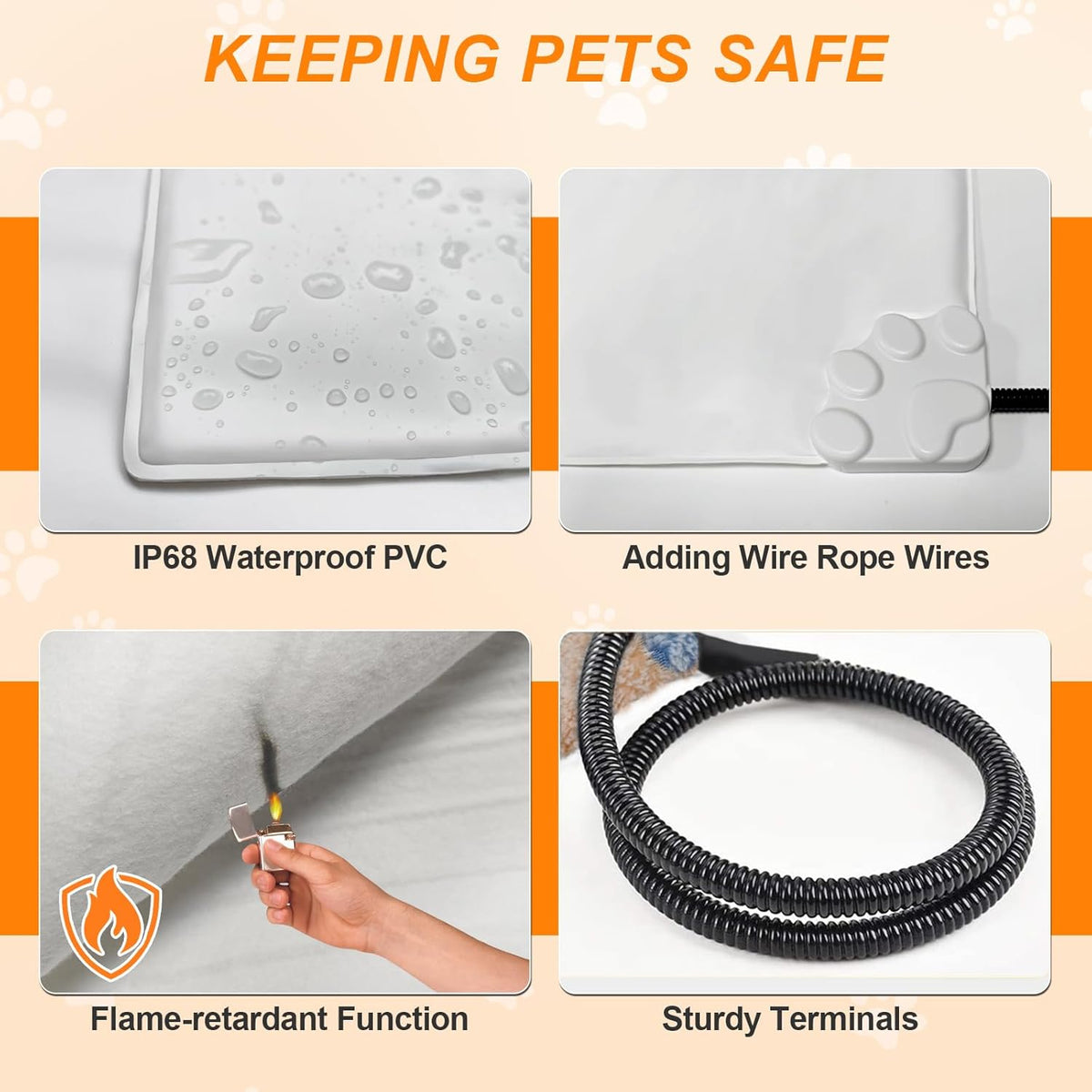 Large Dog Heating Pad 36×24 in for Dogs Smart Thermostat,Whelping Box for Dogs Metal Tube