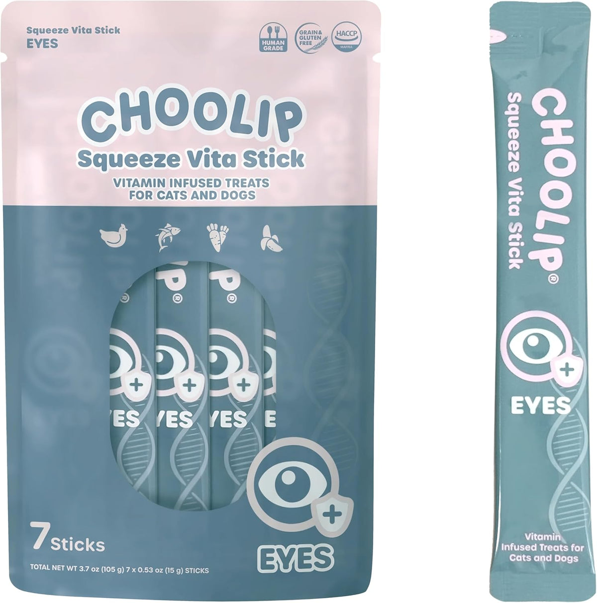 Squeeze Vita Stick Lickable Treats for Dogs & Cats. 7 Eye Health Sticks with Essential