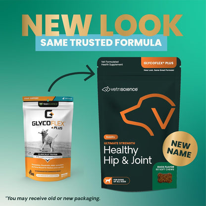 VetriScience Ultimate Strength Healthy Hip & Joint Chews, GlycoFlex Glucosamine, Chondroitin and