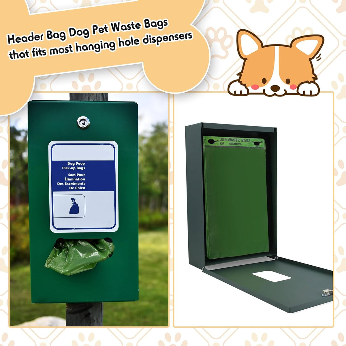 Ireer 5000 Pcs 50 Counts 5000 Pcs Header Bag Bulk Dog Pet Waste Bags Poop Easy Single Pull for Poop