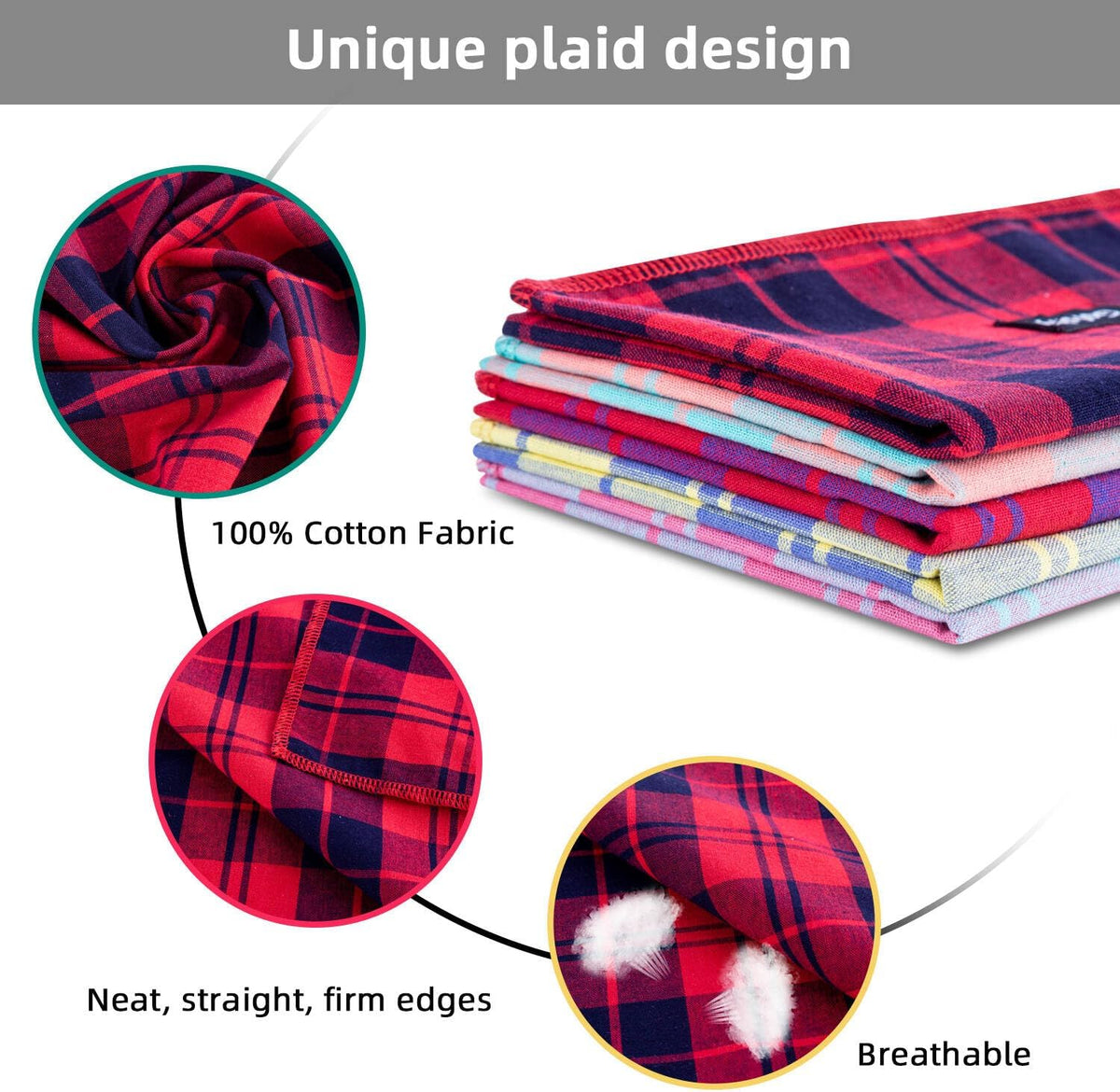 Spring Dog Bandana XLarge-Dog Scarf Vibrant Color Orange Green Plaid Printing Adjustable Bib
