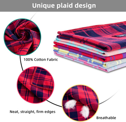 Spring Dog Bandana XLarge-Dog Scarf Vibrant Color Orange Green Plaid Printing Adjustable Bib