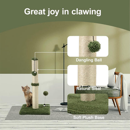 MECOOL Cat Scratching Post Premium Basics Kitten Scratcher Sisal Scratch Posts with Hanging Ball