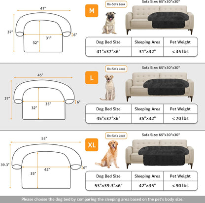 Calming Dog Bed Fluffy Plush Dog Mat for Furniture Protector with Removable Washable Cover for