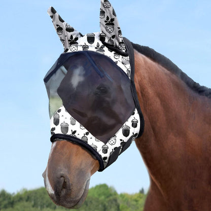 Harrison Howard LumiVista Horse Fly Mask Standard with Ears UV Protection for Horse Pine Cones XL