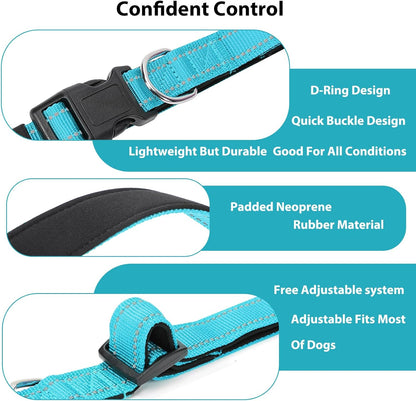 Reflective Dog Collar Padded with Soft Neoprene Breathable Quick Release Basic Dog Collars for