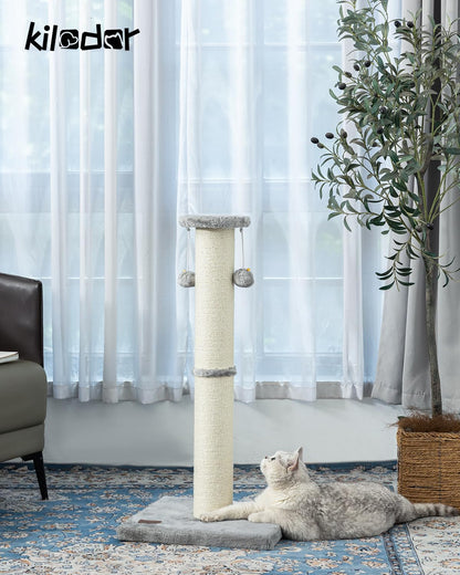Kilodor 34Inch Tall Cat Scratching Post,4.3Inch Diameter Large Sisal Cat Scratch Post with Ball
