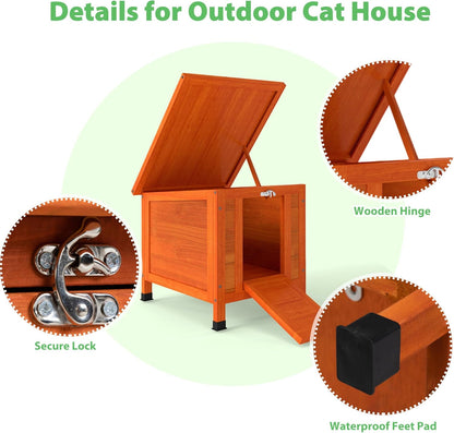 Coziwow Rabbit Hutch, Outdoor Cat House Weatherproof, Bunny Cage Indoor with Openable, Portable