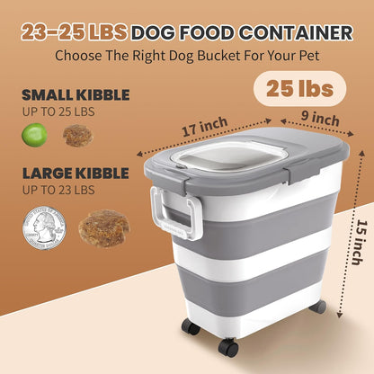 23-25 Lbs Airtight Dog Food Storage Container,Collapsible Dog Food Container with