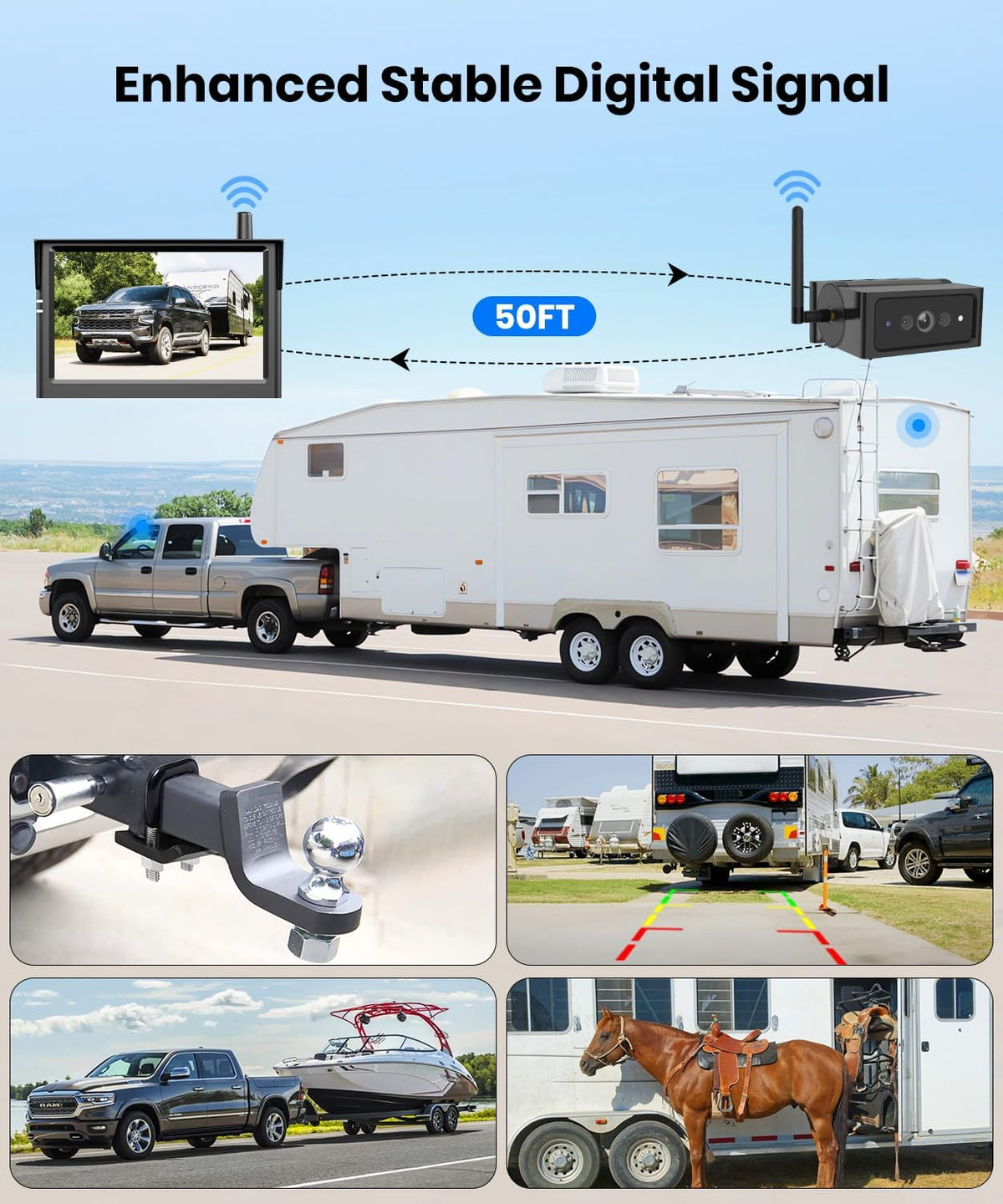 AUTO VOX Wireless Backup Camera Magnetic: 5" Portable No Wiring 1 Min Install Trailer Hitch Camera