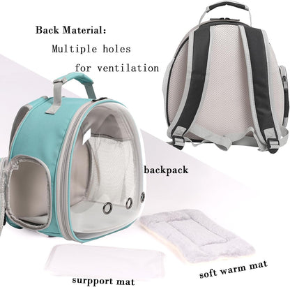 Guinea Pig Carrier Backpack with Soft Warm Mat Set,Lizard Backpack Carrier,Space Capsule Clear