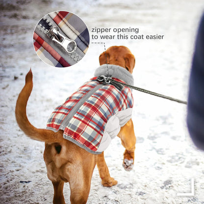 FUAMEY Dog Coat for Large Dogs,Waterproof Dog Winter Jacket with Harness Built in Puppy Cold