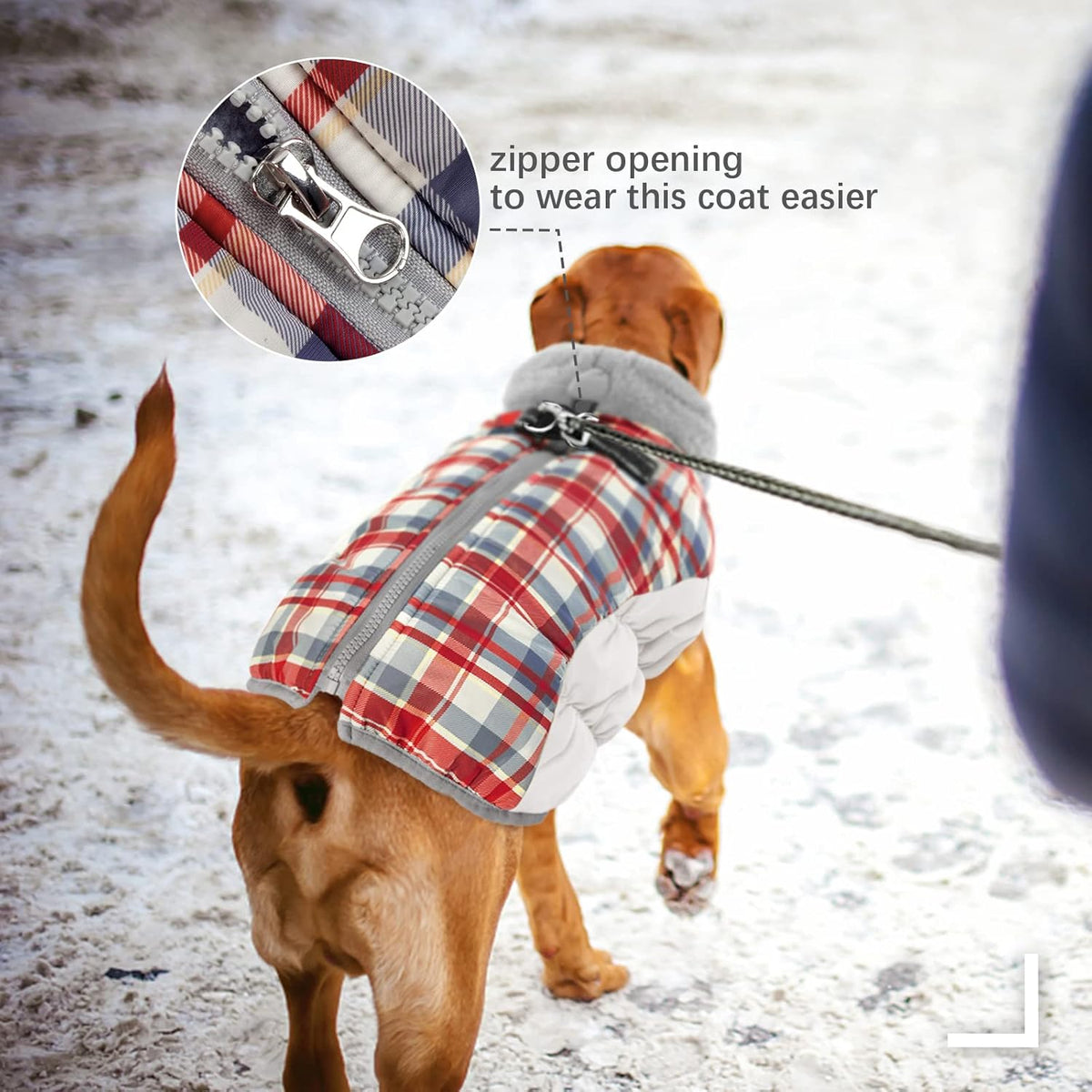 FUAMEY Dog Coat for Small Dogs,Waterproof Dog Winter Jacket with Harness Built in Puppy Cold