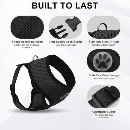 BINGPET Small Dog Harness - Breathable Mesh Puppy Cat Harnesses - No Pull Adjustable Dog Harness