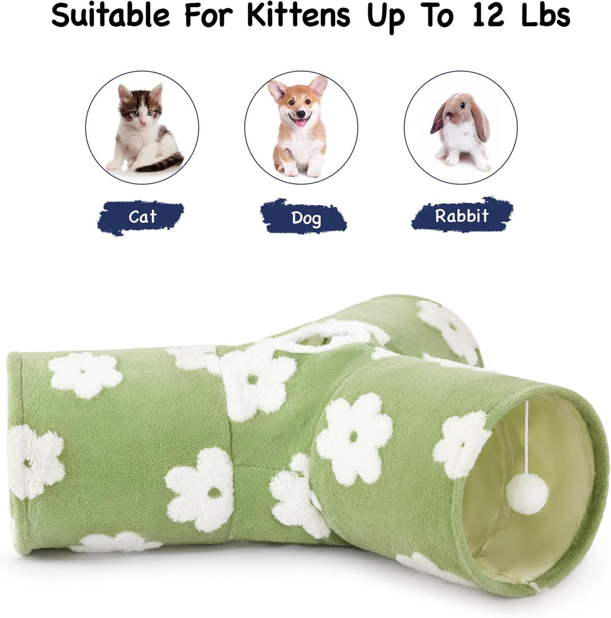 Tempcore Flannel Pet Cat Tunnel Tube Cat Toys 3 Way Collapsible, Cat Tunnels for Indoor Cats，Kitty
