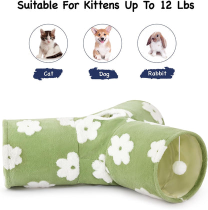 Tempcore Flannel Pet Cat Tunnel Tube Cat Toys 3 Way Collapsible, Cat Tunnels for Indoor Cats，Kitty