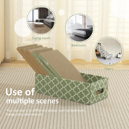 MECOOL Cat Scratching Board，5PC Cat Scratch Pad with Box，Reversible Corrugated Cat Scratcher