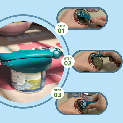 Pet Can Opener & 3 Pcs Cat Food Can Lids | Universal BPA Free Silicone Can Covers & Multi-Function
