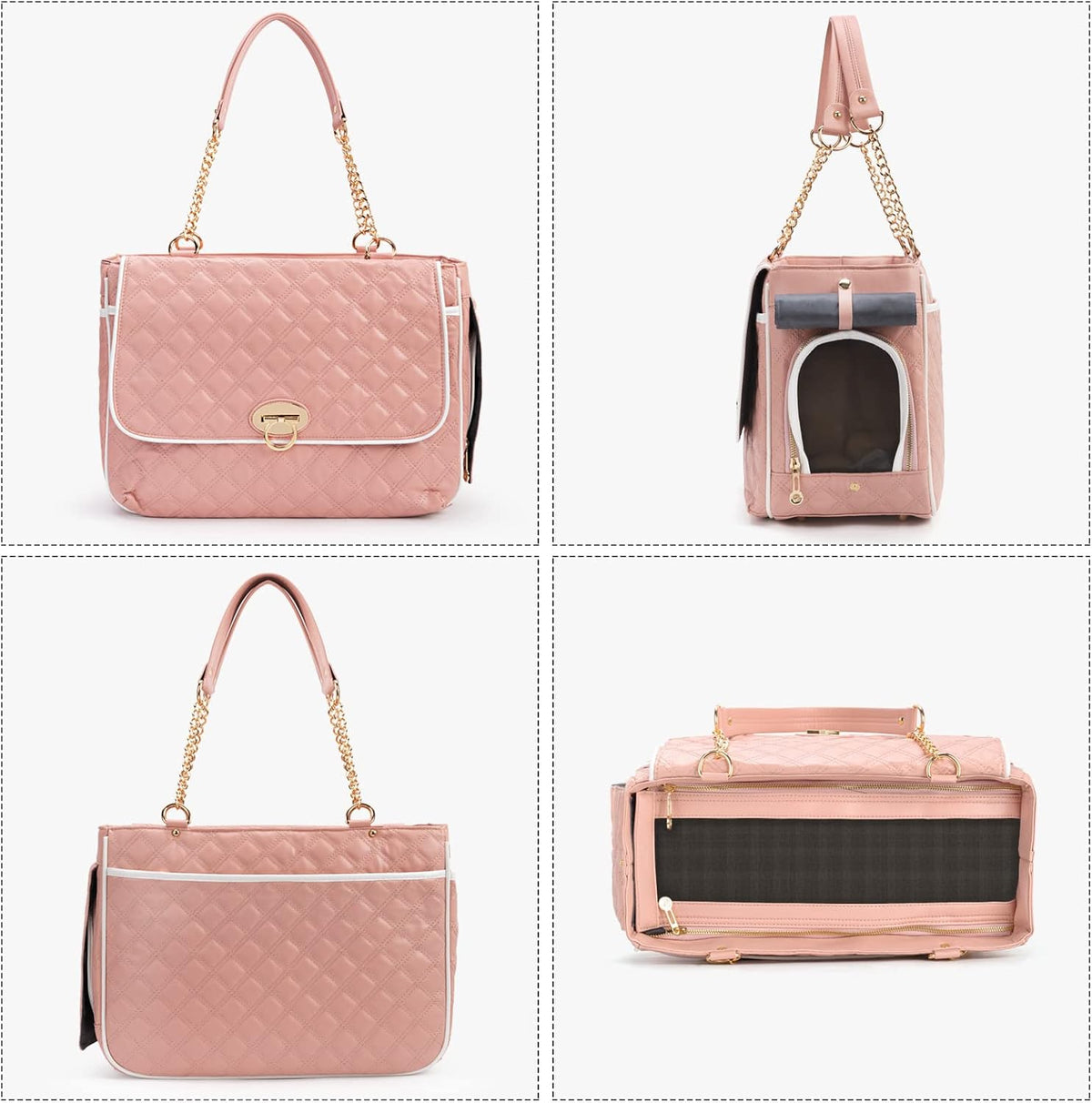Fashion Pet Carrier Dogs Cat Small Animals Purse Bag, Leather Pet Carriers Dog Puppy Kitten Tote