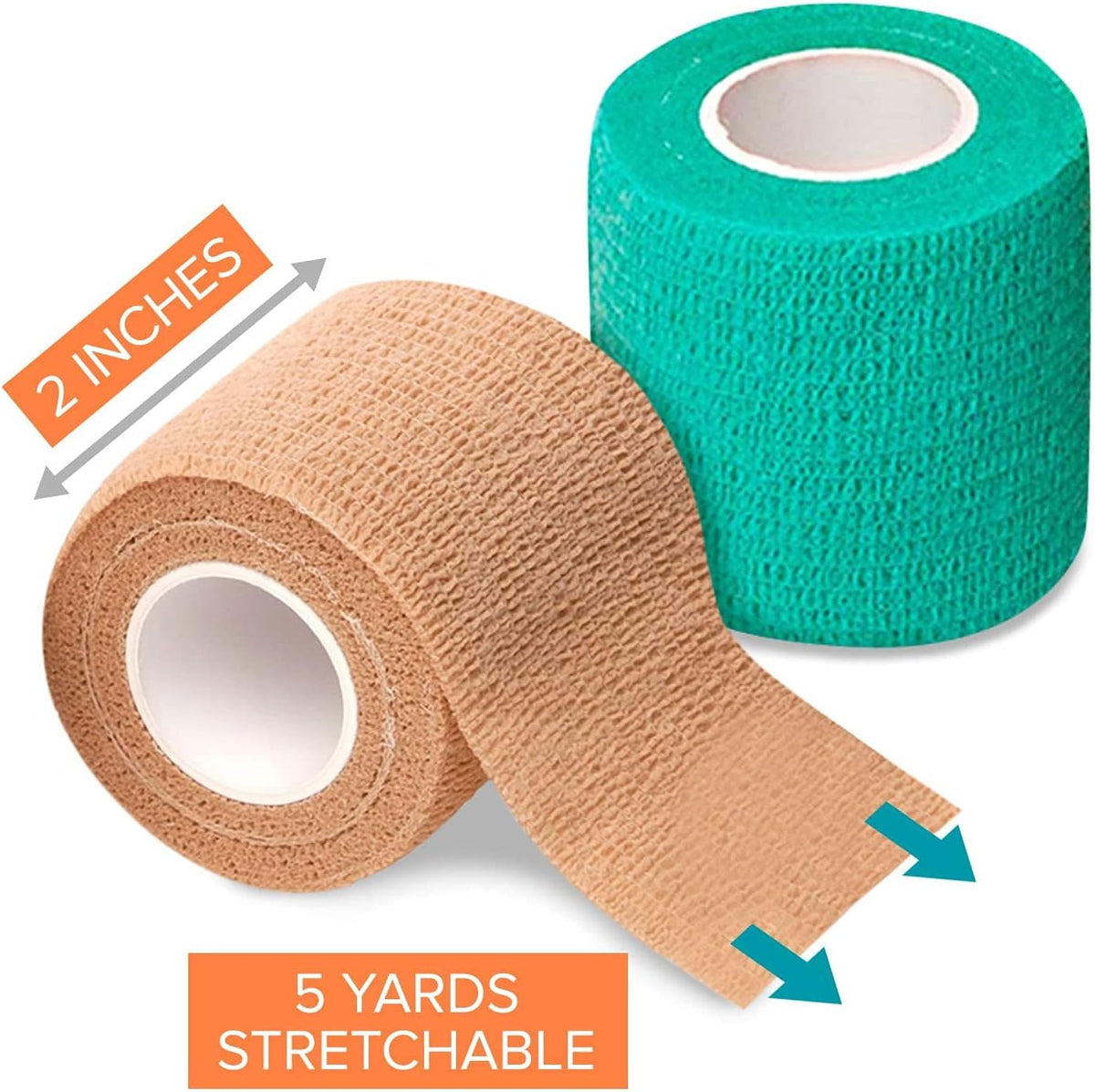 California Basics, Self Adhesive Bandage Wrap, 2 Inch by 5 Yards Non Woven Cohesive Bandage Rolls