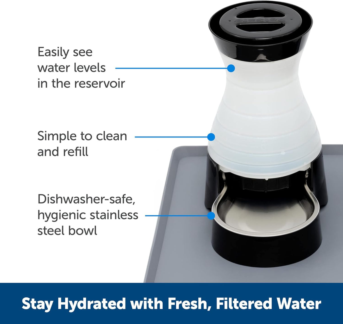 PetSafe Healthy Pet Water Station - Medium, 128 oz Capacity - Gravity Pet Water Fountain, Automatic