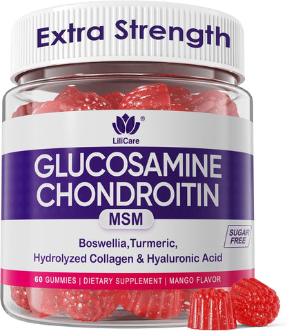 Glucosamine Chondroitin Gummies, Sugar Free Glucosamine Chondroitin MSM Supplement, Extra Strength