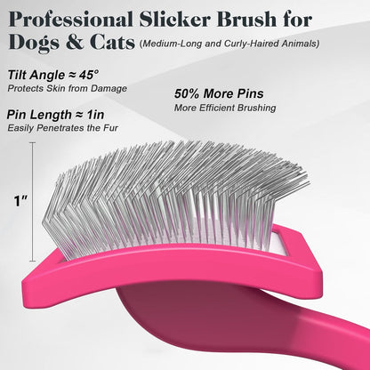 2PCS Slicker Brush for Dogs & Pet Comb,Professional Dog Grooming Brush