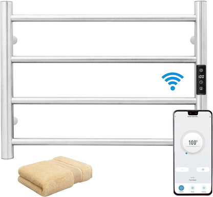 KEG Smart WiFi Towel Warmer Wall Mounted with Built-in Timer and Temperature Adjust Control, 4 Bars