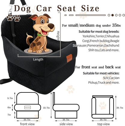 Dog Car Seat-Dog Booster Car Seat with 7''Interior Height,Pet Travel Car Seat with 2 Safety