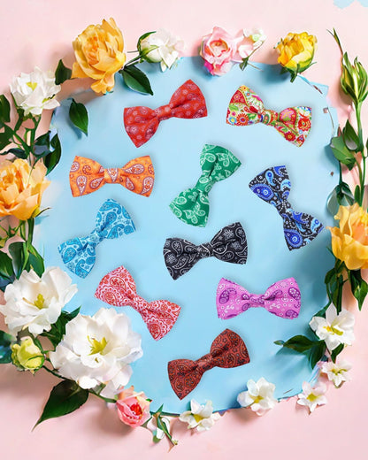 PET SHOW 10 Pack Paisley Small Dog Bow Ties Sliding Collar Attachments Puppy Cats Floral Bowties