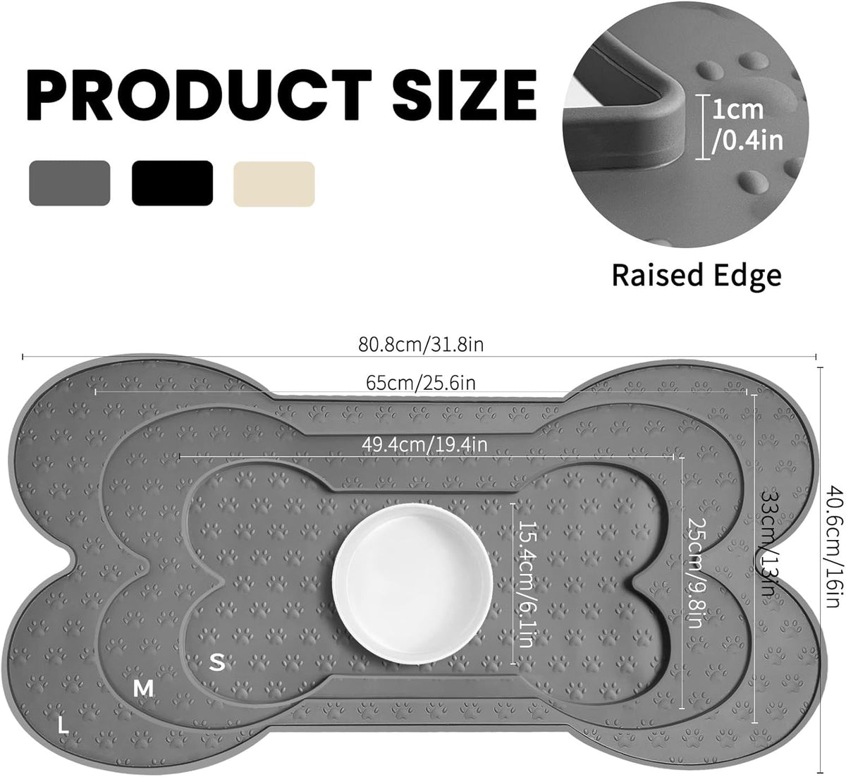 Dog Food Mat Anti-Slip Silicone Dog Bowl Mat Thicker Pet Placemat Waterproof Cat Feeder Pad with