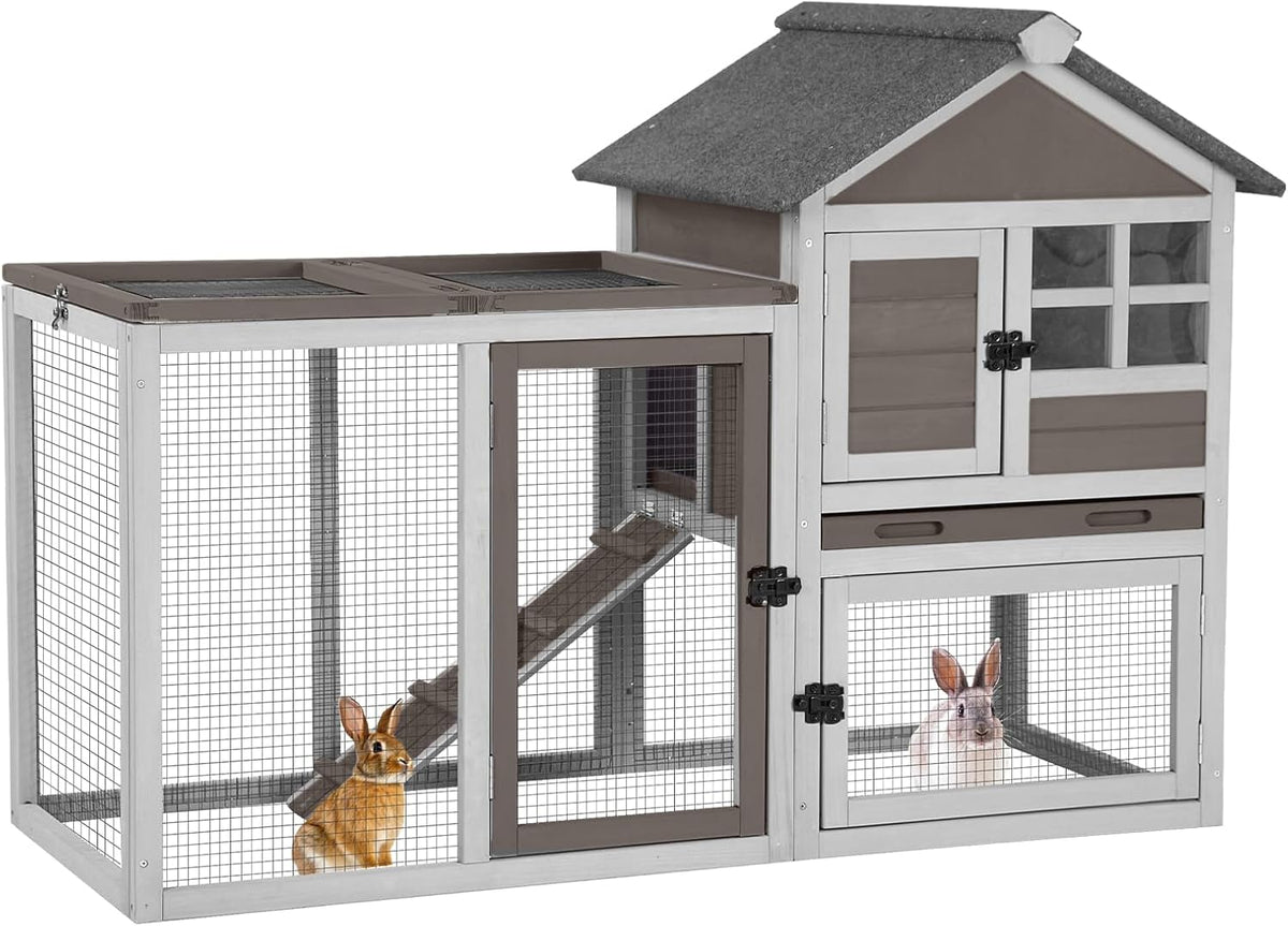 Aivituvin Rabbit Hutch Indoor Bunny Cage Outdoor with Run Chicken Coop Guinea Pig House with