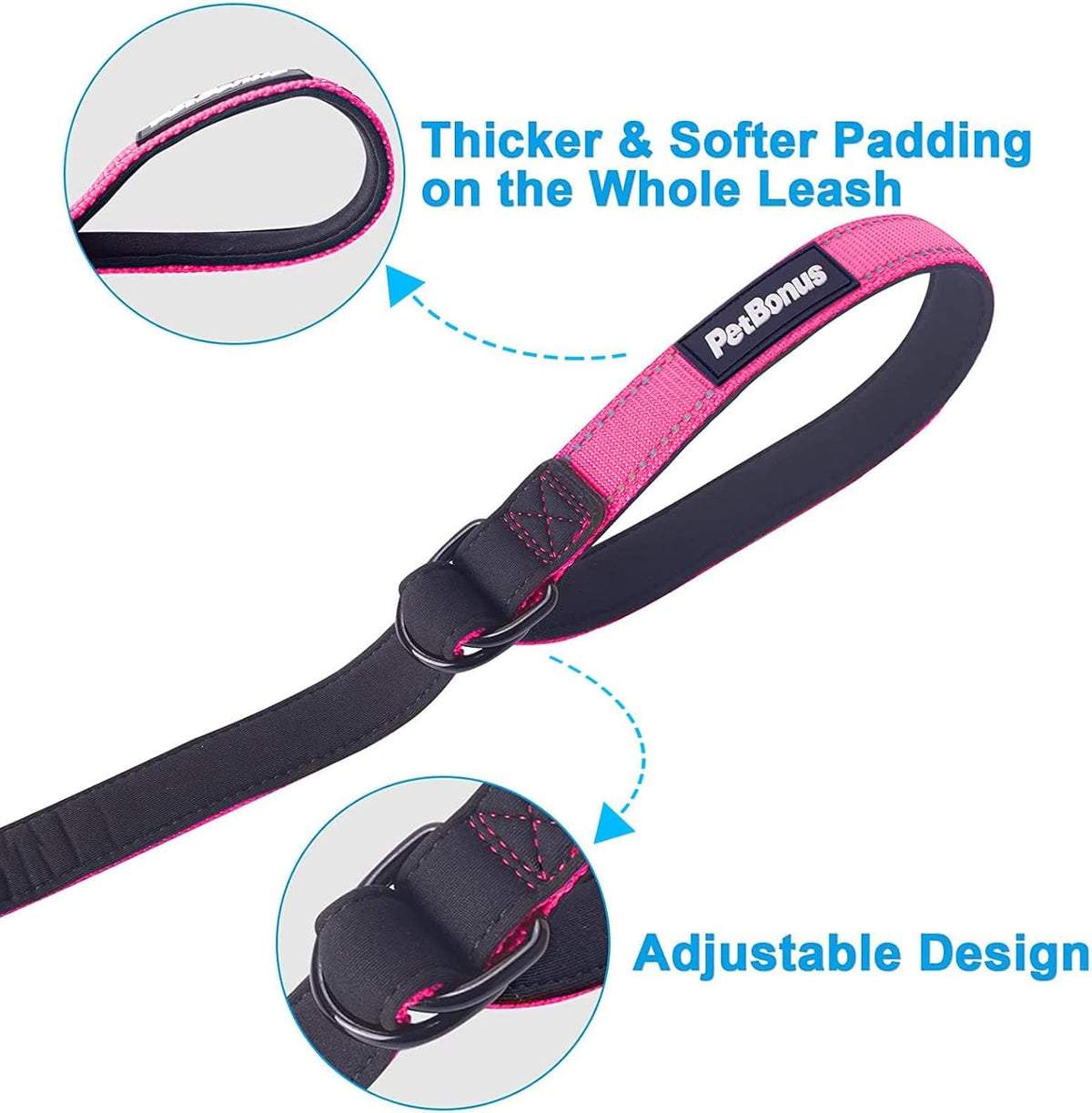 PetBonus 2 Packs Short Dog Leash, Safety Wrist Strap for Retractable Dog Leash, Reflective Design