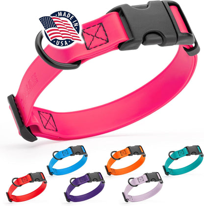 Dogline Biothane Waterproof Dog Collar with Quick Release Buckle Strong Coated Nylon Webbing with