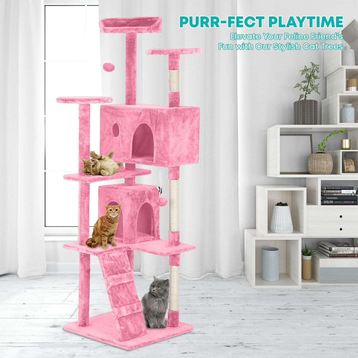 FDW Cat Tree 70in Cat Tower Multi-Level Durable Cat Scratching Post & Cozy Fun Cat Jumping Platform