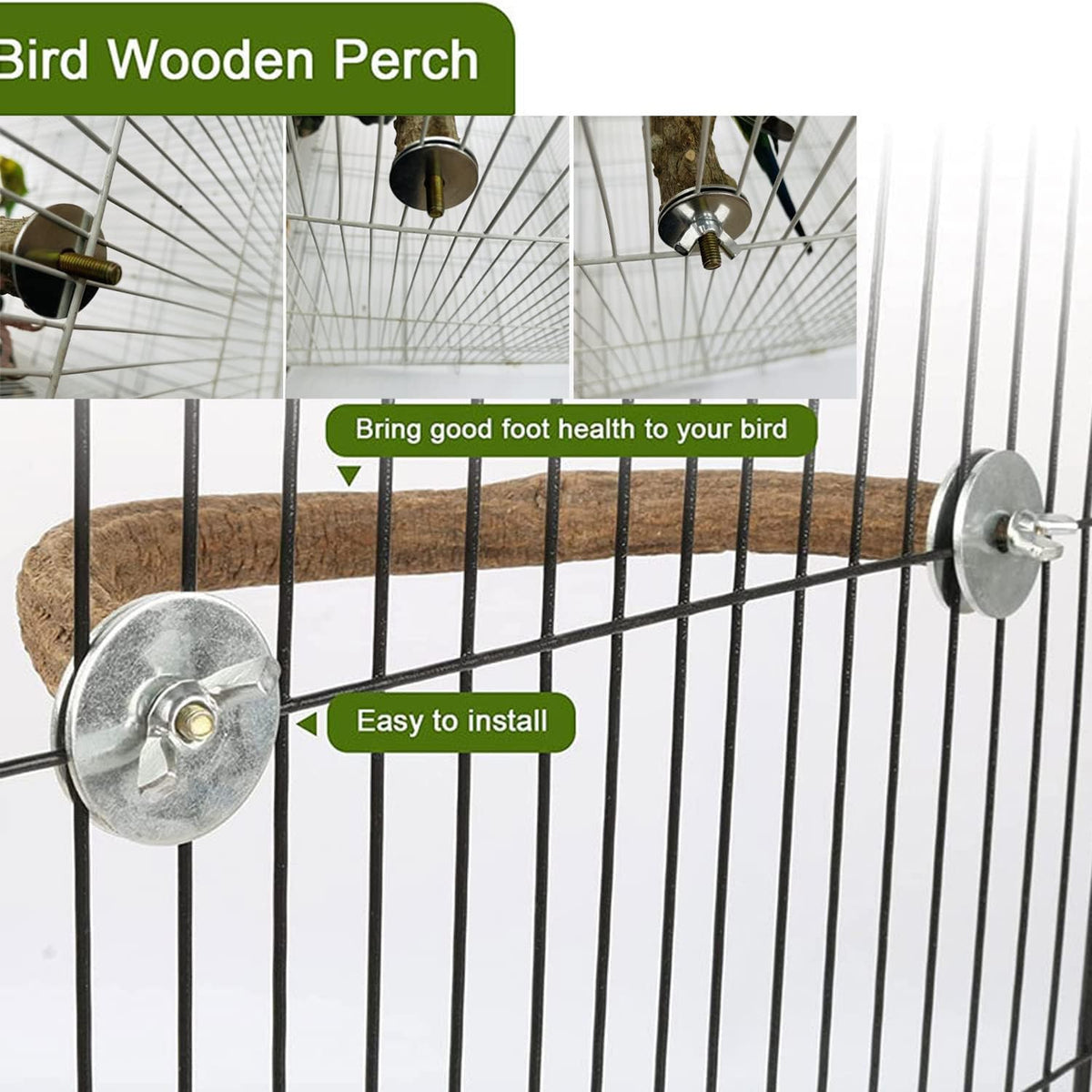 Allazone Bird Natural Wood Stand Perch Swing U Shape Natural Parrot Perch Bird Stand Pole for