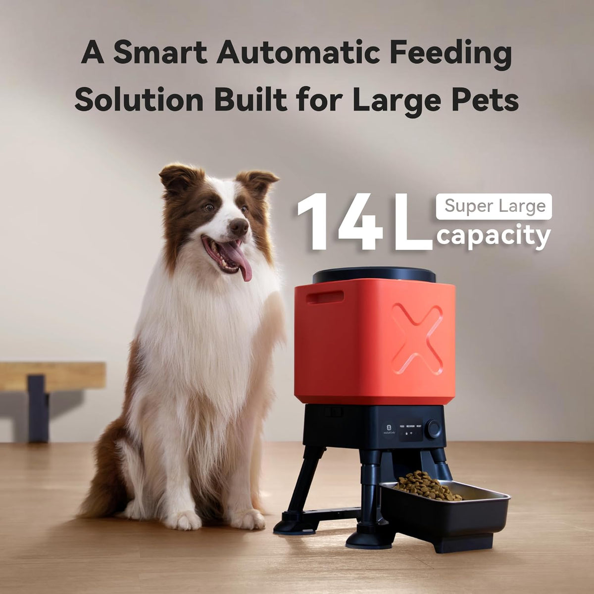 14L Automatic Dog Feeder for Large Breed – Extra Large Capacity, Anti-Blockage, Timed Auto Dog Food