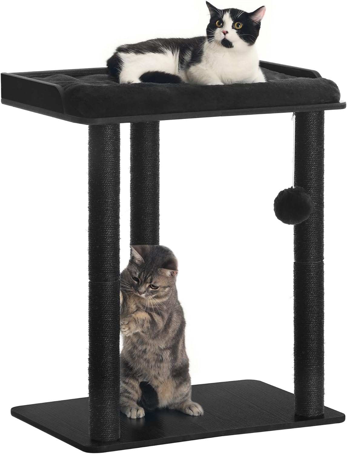 FourFurPets 26.7in Cat Tree Tower Condo, Cat Scratch Posts for Indoor Cats, Big Plate, Three 23.6in