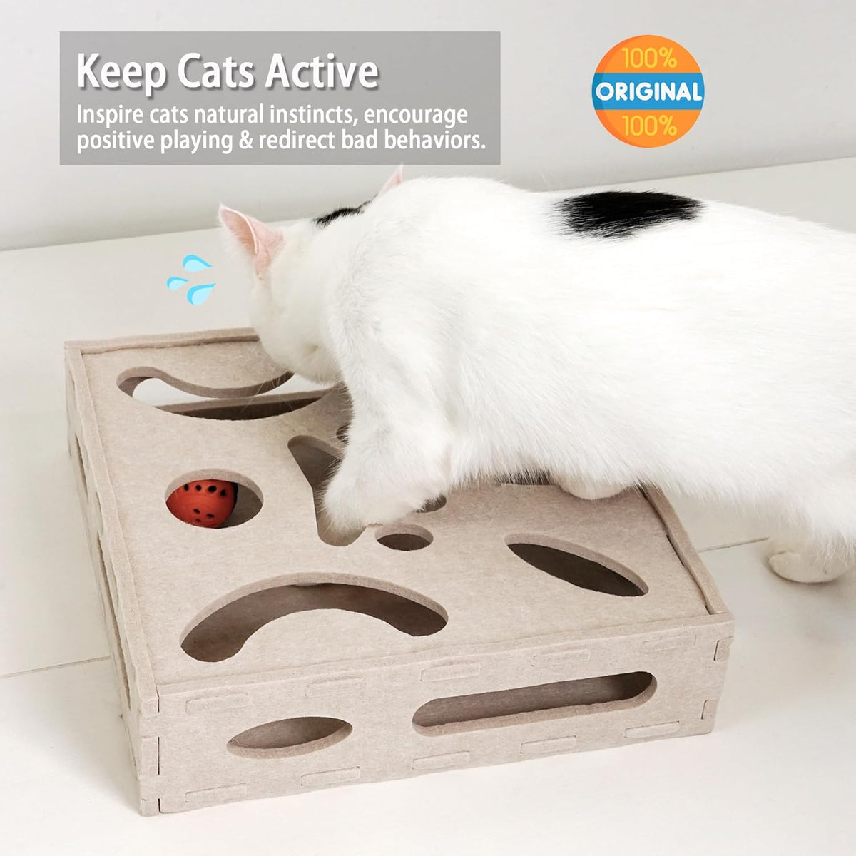 PETKARAY Felt Cat Puzzle Toy, Interactive Cat Toys for Indoor Cats, Interactive Maze for Kitten