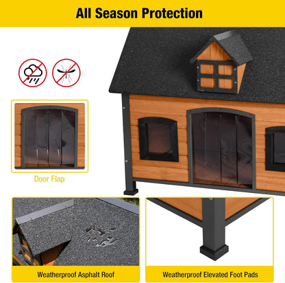 Aivituvin Large Dog House Anti-Chewing Metal Frame Design Insulated Wooden Dog Kennel with Unique