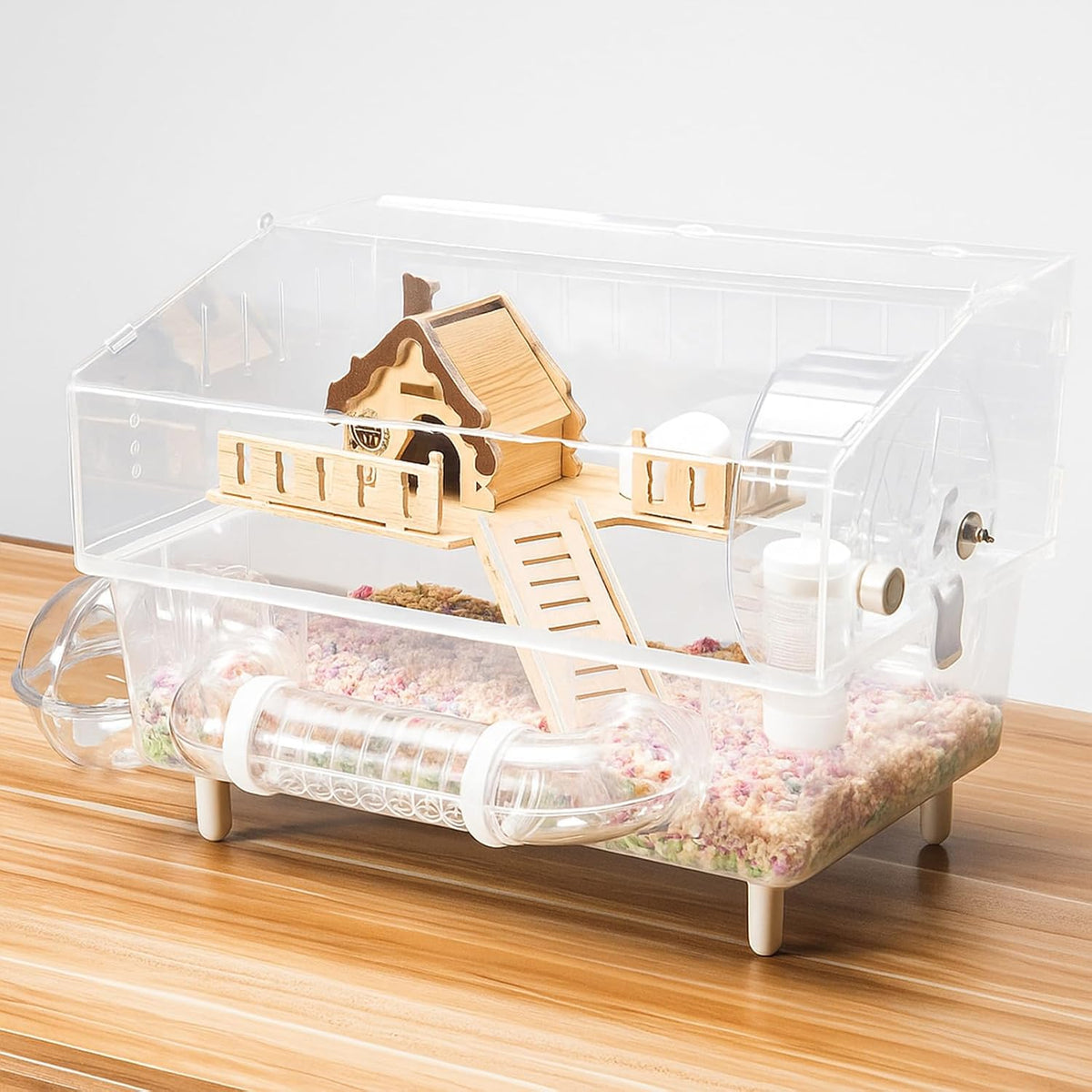 Hamster Cage 8 in 1 with All Accessories, Portable Hamster Cages with Full Transparent Viewing