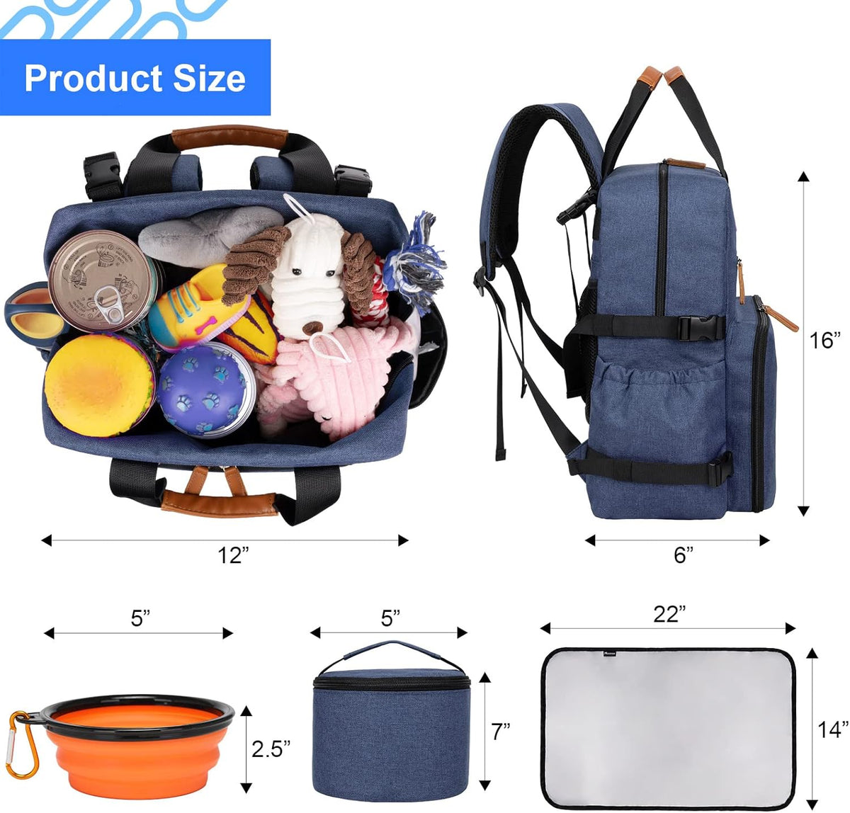 Modoker Dog Travel Bag - Airline Approved Backpack for Pet Accessories Organizer, Tote Weekend Bag