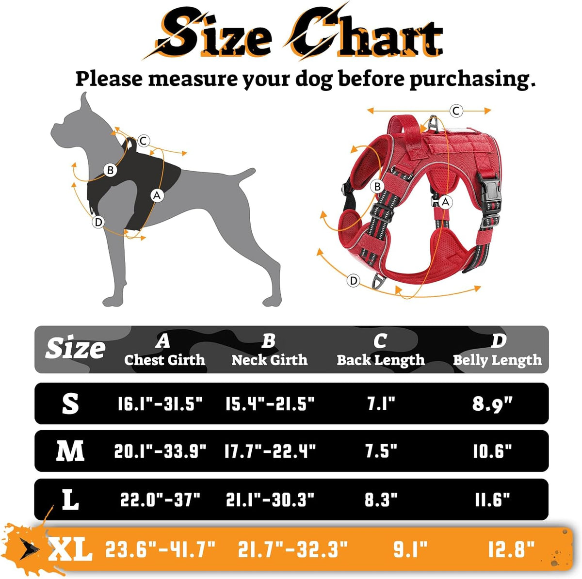 rabbitgoo Dog Harness for Large Dogs No Pull, Tactical Service Pet Vest with Molle and Control