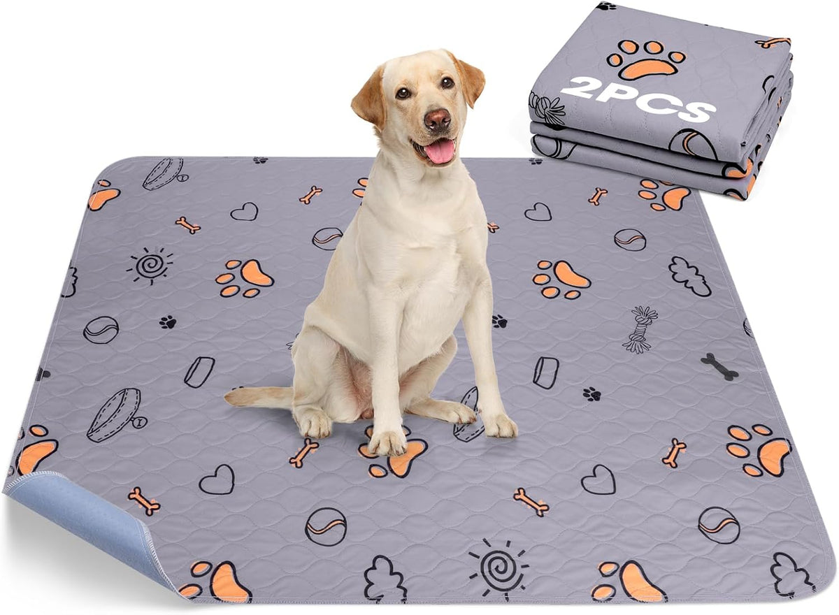 Washable Pee Pads for Dogs, 2 Pack Large 48"x48" Super Absorbent Reusable Training Pads, 100%