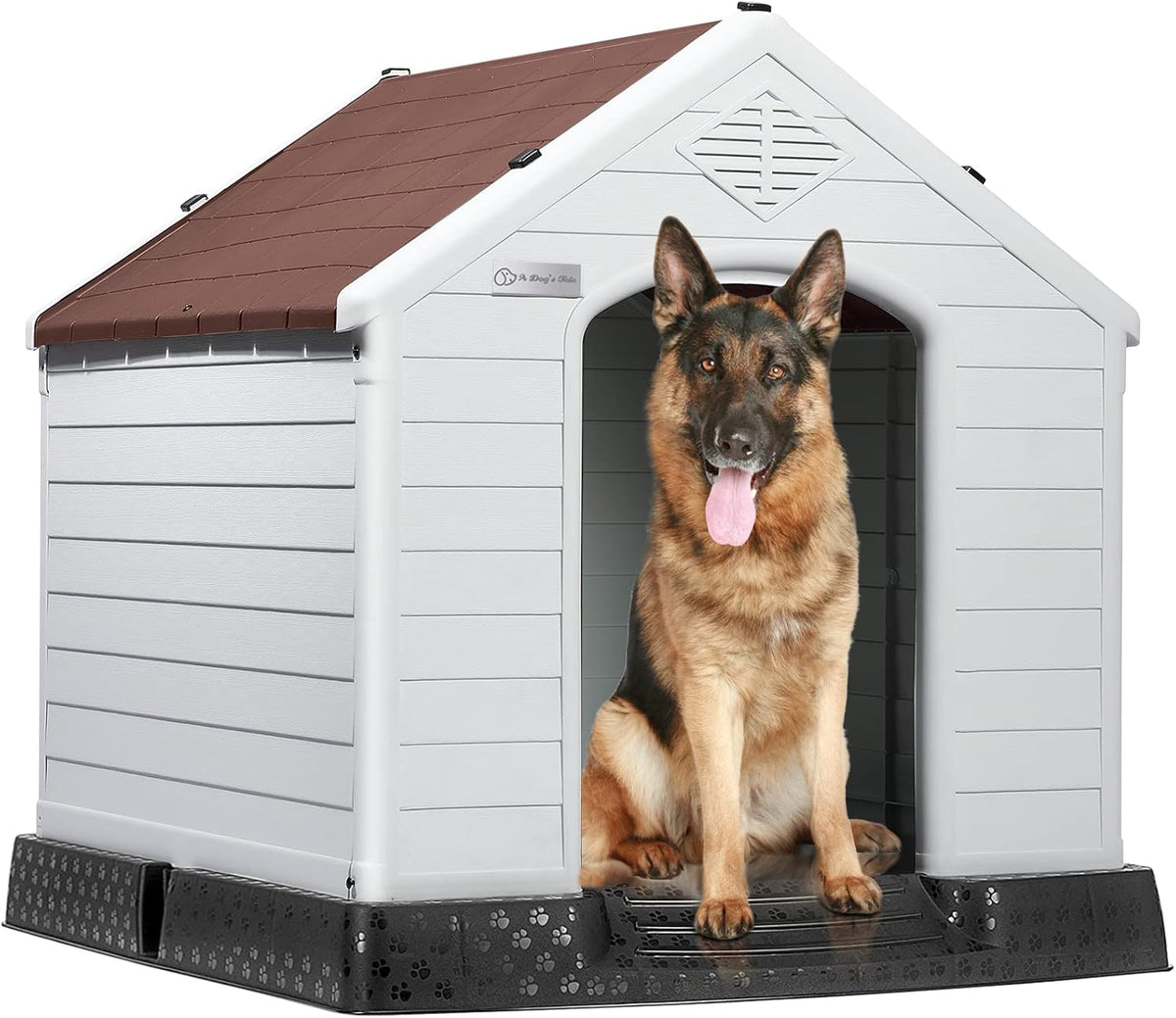 LEMBERI Durable Waterproof Plastic Dog House for Small to Large Sized Dogs, Indoor Outdoor Doghouse