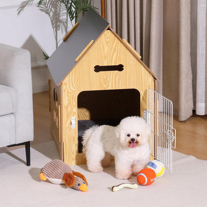 Dog House Indoor for Small Dogs or Cats, Cozy Wooden Design, Small Indoor Bed House, with Air Vents